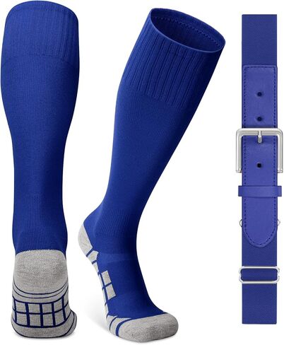 Youth Baseball Softball Socks and Elastic Belt Combo Soccer Boys Knee-High Socks for Girls Kids Adult Men Women in Saudi Arabia