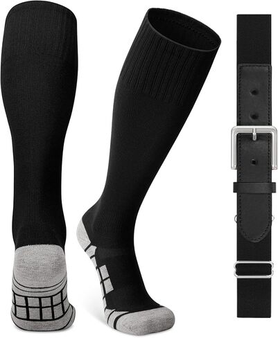 Youth Baseball Softball Socks and Elastic Belt Combo Soccer Boys Knee-High Socks for Girls Kids Adult Men Women in Saudi Arabia