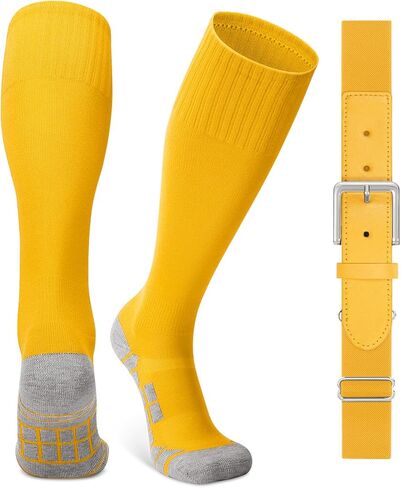 Youth Baseball Softball Socks and Elastic Belt Combo Soccer Boys Knee-High Socks for Girls Kids Adult Men Women in Saudi Arabia