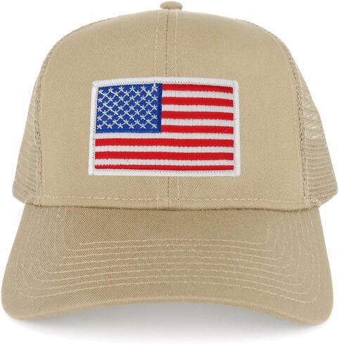 Armycrew XXL Oversize White USA Flag Patch Mesh Back Trucker Baseball Cap in Saudi Arabia
