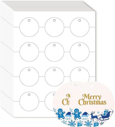 Mr-Label 250 Printable Blank Tags with String, 2" x 3.5", 230GSM Matt White Micro-perforated Cardstock for Clothes Tags, Price Tags, Gift Tags in Kuwait