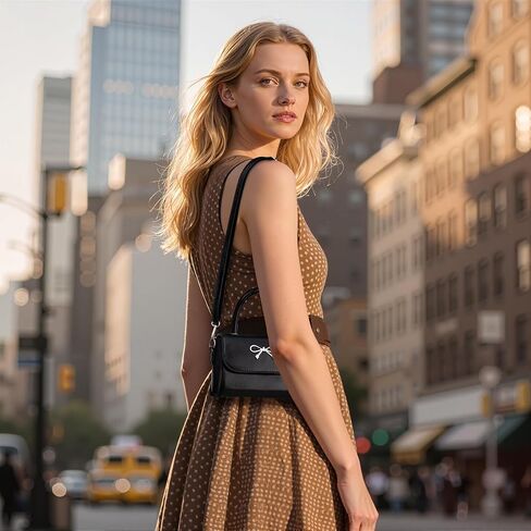 Rancco Crossbody Bag for Women, Black PU Leather Bowknot Shoulder Bag, Purse & Handheld Clutch with Metal Bow, handbag w/Trendy Bag Top Handle, Small Handbags for Vacations, Parties, Romantic Dates in Kuwait