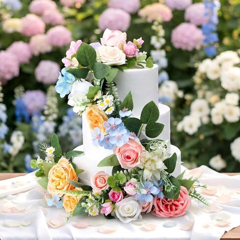 1 Set Wedding Cake Flowers Toppers Fall in Love Wildflowers Floral Cake Topper Decorations for Spring Summer Wedding Decorations Birthday Bridal Baby Shower Party in Saudi Arabia
