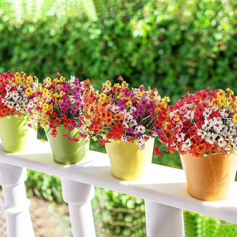 14 حزمة من الزهور الصناعية للديكور في الهواء الطلق، زهور وهمية متعددة الألوان ونباتات بلاستيكية بنفسجية صناعية مقاومة للأشعة فوق البنفسجية للربيع والصيف والحديقة ونافذة صندوق المكتب وطاولة المطبخ وديكور المنزل in Kuwait