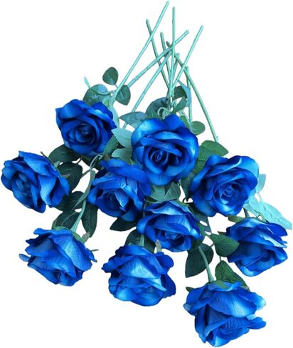 10-Pcs Artificial Rose Bouquets Faux Flowers with Flannel and Silk-Like Touch Highly Realistic Handmade Ideal for Home Office Wedding Hotel Festival Party Decorations Gifts Props (Fuchsia) in Kuwait