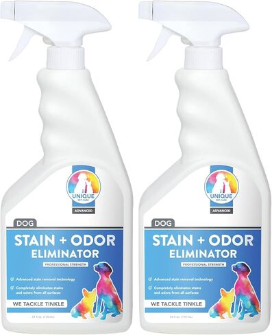 Unique Advanced Dog Odor + Stain Remover - 24 oz. Ready-to-Use Liquid Spray - Bio-Enzymatic Formula Quickly Eliminates Dog Stains and Removes Pet Odors in Kuwait