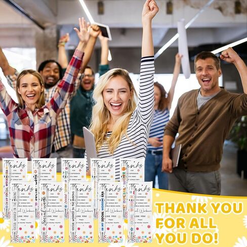 50 مجموعة من هدايا تقدير الأخصائي الاجتماعي، أقلام حبر جاف للأخصائي الاجتماعي مع بطاقات شكر، قلم حبر أسود قابل للسحب لكتابة هدايا لطيفة للأخصائيين الاجتماعيين، هدايا حفلات شهر العمل الاجتماعي in Kuwait