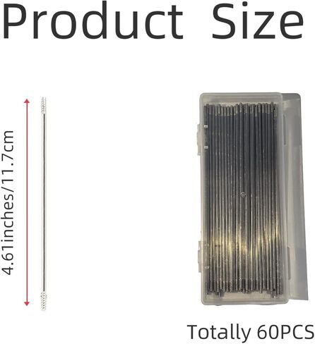 60 قطعة من قضيب القلم والمجوهرات القابل للخرز، قضيب معدني فارغ DIY، قضيب خرز من الفولاذ المقاوم للصدأ مقاوم للصدأ، قضيب قلم بديل للخرز لإصلاح الحرف 4.61 بوصة in Kuwait