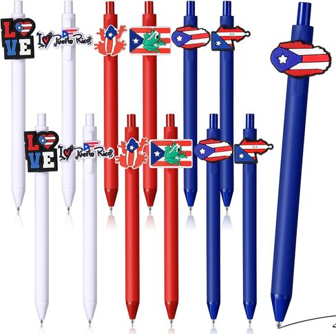 12pcs Puerto Rico Souvenir Pens,Puerto Rico Ballpoint Pens for Pr Flags Patriotic Party Gifts Anniversary Veterans Day Party Favor Birthday Back to School Reward Office Home Use in Saudi Arabia