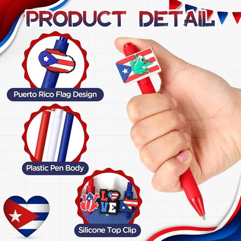 12pcs Puerto Rico Souvenir Pens,Puerto Rico Ballpoint Pens for Pr Flags Patriotic Party Gifts Anniversary Veterans Day Party Favor Birthday Back to School Reward Office Home Use in Saudi Arabia