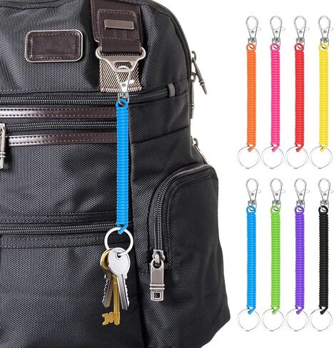 16Pcs Spiral Retractable Spring Coil Keychain, Colorful Coiled Lanyard with Keyring Lobster Clasp, Theftproof Anti-lost Stretch Cord Safety Key Ring for Keys Wallet Cellphone(8 Colors) in Saudi Arabia