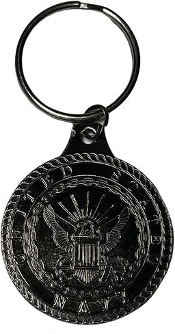 Trade Winds United States Navy Logo St. Michael Protect Me Keychain Key Chain Key Ring, Size fits most, Stainless Steel in Saudi Arabia