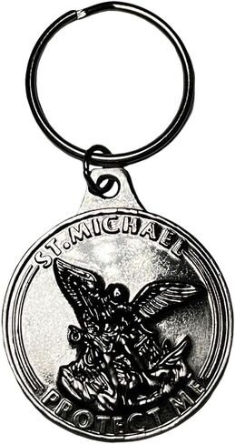 Trade Winds United States Navy Logo St. Michael Protect Me Keychain Key Chain Key Ring, Size fits most, Stainless Steel in Saudi Arabia