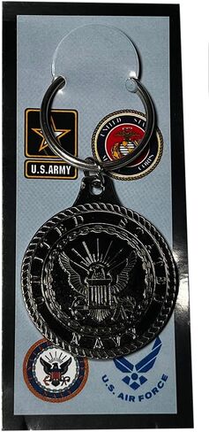 Trade Winds United States Navy Logo St. Michael Protect Me Keychain Key Chain Key Ring, Size fits most, Stainless Steel in Saudi Arabia