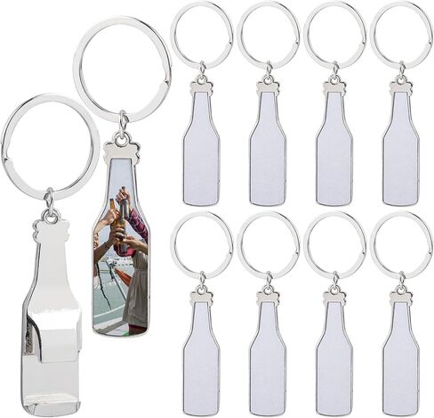 Framendino, 10 Pack Sublimation Blank Bottle Opener Keychains Rectangle Metal Key Rings for DIY Photos Crafts in Saudi Arabia