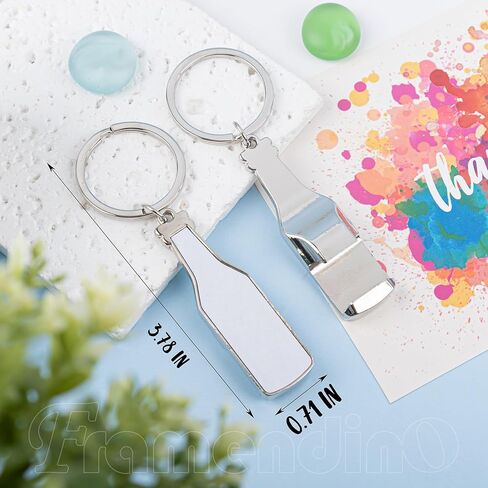 Framendino, 10 Pack Sublimation Blank Bottle Opener Keychains Rectangle Metal Key Rings for DIY Photos Crafts in Saudi Arabia