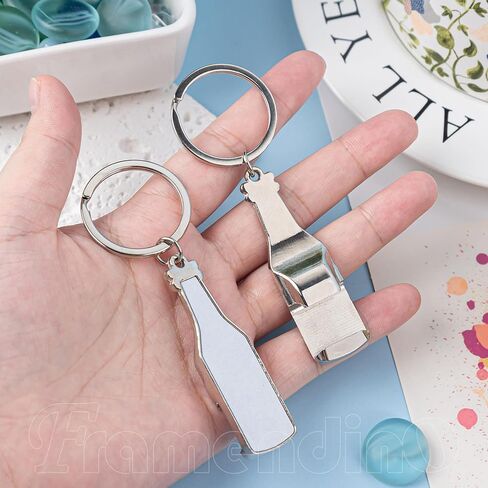 Framendino, 10 Pack Sublimation Blank Bottle Opener Keychains Rectangle Metal Key Rings for DIY Photos Crafts in Saudi Arabia
