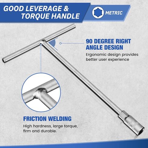 T - مجموعة مقابس المقبض، مجموعة مفاتيح ربط بمقبض T متري، 3 قطع (8 مم، 10 مم، 12 مم)، فولاذ Cr-V، 6 نقاط، لإصلاح الدراجة النارية والدراجة الترابية in Kuwait