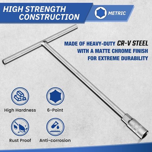 T - مجموعة مقابس المقبض، مجموعة مفاتيح ربط بمقبض T متري، 3 قطع (8 مم، 10 مم، 12 مم)، فولاذ Cr-V، 6 نقاط، لإصلاح الدراجة النارية والدراجة الترابية in Kuwait