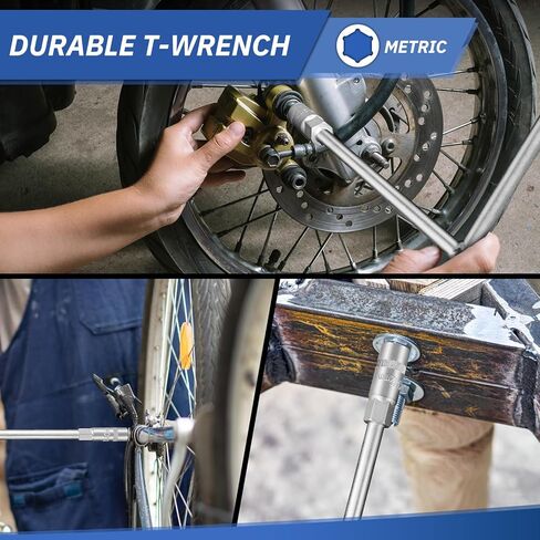 T - Handle Socket Set, Metric T Handle Wrench Set,3 Pieces(8mm, 10mm, 12mm),Cr-V Steel,6- Point,For Car Motorcycle Dirt Bike Repair in Saudi Arabia