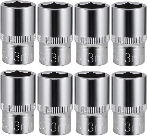 8-Piece 13mm Shallow Sockets, 3/8-Inch Drive, 6-Point, Corrosion Resistance, Compatible with Standard Ratchet Wrenches and Tools in Kuwait