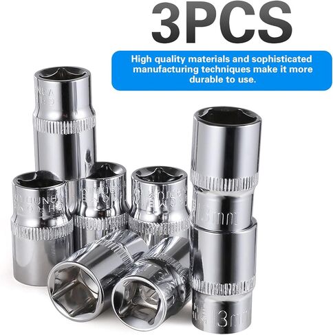 8-Piece 13mm Shallow Sockets, 3/8-Inch Drive, 6-Point, Corrosion Resistance, Compatible with Standard Ratchet Wrenches and Tools in Kuwait