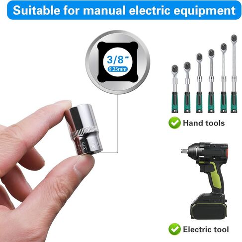 8-Piece 13mm Shallow Sockets, 3/8-Inch Drive, 6-Point, Corrosion Resistance, Compatible with Standard Ratchet Wrenches and Tools in Kuwait