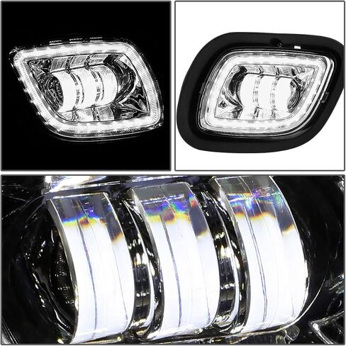 Auto Dynasty LED Projector Halo Ring DRL Front Bumper Driving Fog Light Lamps with Wiring Harness Compatible with Freightliner Cascadia 2008-2017, Driver and Passenger Side, Chrome Housing in Saudi Arabia