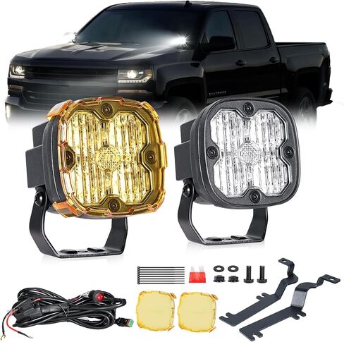 مصابيح ضباب LED متوافقة مع 1999-2002 Silverado 1500 2500، 2001-2002 Silverado 1500HD 2500HD 3500، 2000-2006 Tahoe Suburban 1500 2500، مصابيح ضباب LED للمصد الأمامي باللون الأصفر، زوج in Kuwait