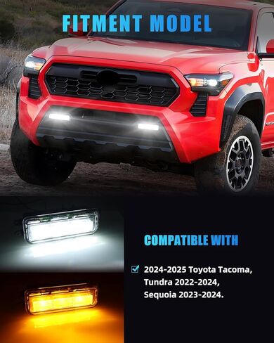 LED Fog Lights for Tacoma 2024 2025 & Tundra 2022 2023 2024, Clear Lens Switchback Amber Turn Signal Light & White DRL, Front Bumper Driving Lamp w/Switches & Harnesses 812100C050 812200C040 in Kuwait