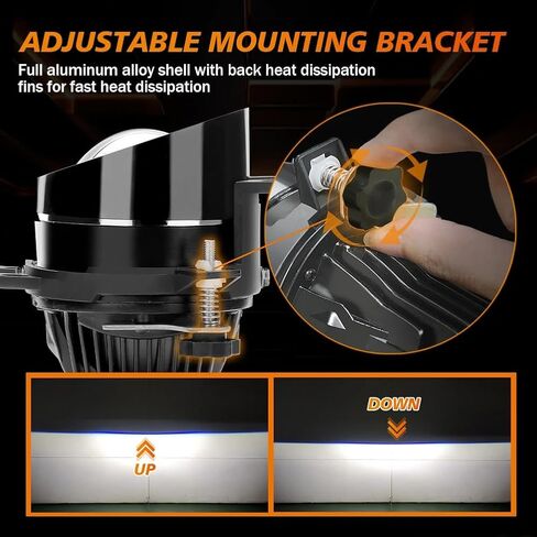 2pcs 3 Inch Bi-LED Projector Fog Lights Kit For Lexus LX570 2008-2013, 20000LM Super Bright Fog Driving Lamps with 3 Colors (6000K/4500K/3000K), High/Low Beam Laser Lens, Easy to Install. in Kuwait