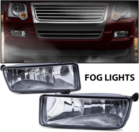 ANDPLAY Front Bumper Fog Lights Compatible with Ford Explorer 2006 2007 2008 2009 2010/ Explorer Sport Trac 2008-2010 Pair Driver and Passenger Side Driving Fog Lamp Accessories Clear Lens in Kuwait