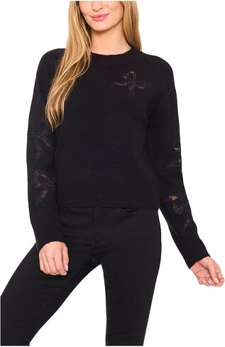 CeCe Women's Lace Bow Crew Neck Sweater in Saudi Arabia