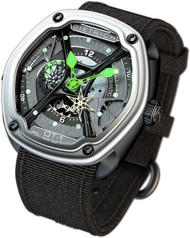 Dietrich Men's OT-1 Automatic Mechanical Watch, 46mm 316L Stainless Steel Case, Sapphire Crystal, 5 ATM Water Resistance, Black PVD Coating, Luminescent Numbers in Saudi Arabia