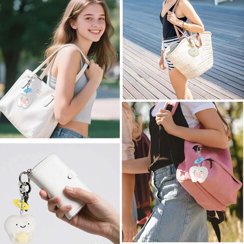 سلاسل مفاتيح على شكل أسنان من القطيفة مكونة من قطعتين بتصميم ملائكي - حلية على شكل حقيبة فروي شخصية كرتونية، هدية على شكل مفتاح سيارة ومحفظة in Kuwait