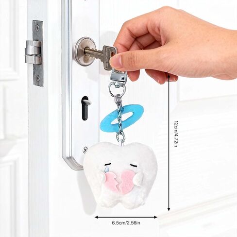 سلاسل مفاتيح على شكل أسنان من القطيفة مكونة من قطعتين بتصميم ملائكي - حلية على شكل حقيبة فروي شخصية كرتونية، هدية على شكل مفتاح سيارة ومحفظة in Kuwait