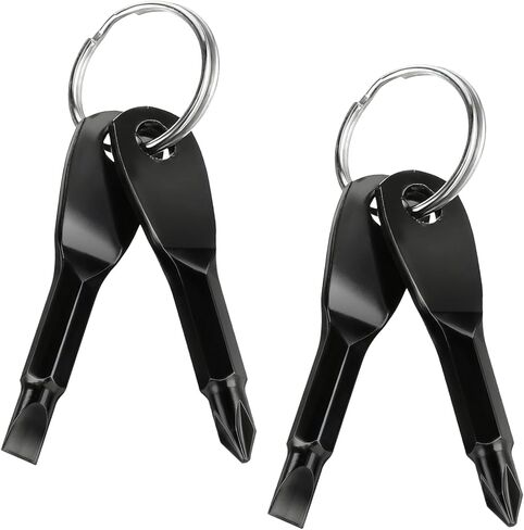 2 Pcs 4-in-1 Keychain Screwdriver Set, Multi-functional Cool Gadgets Tools with Cross Recess and Slotted, Screwdriver Keychain Pocket Repair Tool, Small Gift for Men Husband Dad Boyfriend in Kuwait