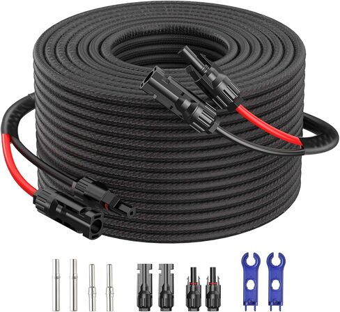 سلك مزدوج 30FT 10AWG كابل تمديد للطاقة الشمسية مع غطاء حماية، طقم تمديد كابل الطاقة الشمسية موصلات الألواح الشمسية، موصل IP68-أنثى وذكر، كابلات الألواح الشمسية للألواح الشمسية للقوارب المنزلية RV in Saudi Arabia