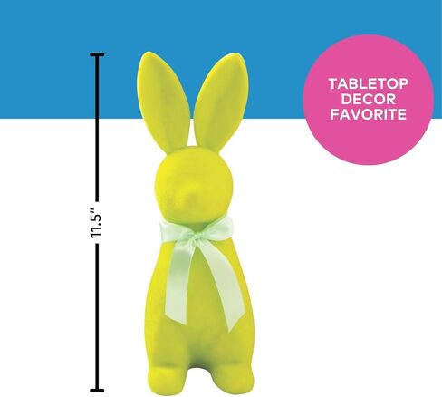 Fun Express Easter Bunny Decorations Set of 3 - Large 11.5 Inch Flocked Foam Figurines in Pink Blue Yellow | Spring Tabletop Centerpiece for Home Mantel Holiday Decor | Colorful Easter Rabbit Set in Saudi Arabia
