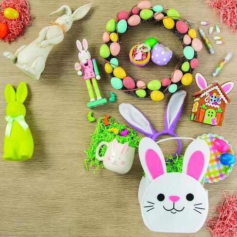 Fun Express Easter Bunny Decorations Set of 3 - Large 11.5 Inch Flocked Foam Figurines in Pink Blue Yellow | Spring Tabletop Centerpiece for Home Mantel Holiday Decor | Colorful Easter Rabbit Set in Saudi Arabia