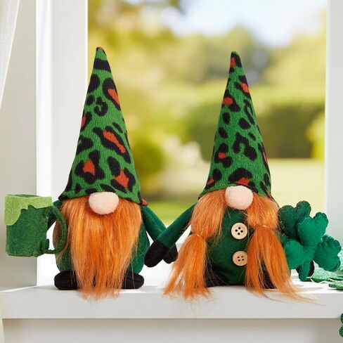 DN DECONATION St. Patrick's Day Gnome Plush Decorations for Home, Lucky Leprechaun Figurine with Shamrock Decor, Irish Gnome Figurine Green & Orange Tabletop Centerpiece Decor for Party, Gift in Kuwait