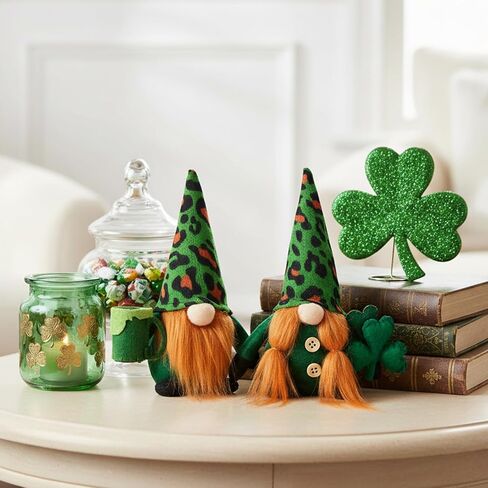 DN DECONATION St. Patrick's Day Gnome Plush Decorations for Home, Lucky Leprechaun Figurine with Shamrock Decor, Irish Gnome Figurine Green & Orange Tabletop Centerpiece Decor for Party, Gift in Kuwait