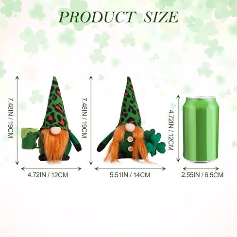 DN DECONATION St. Patrick's Day Gnome Plush Decorations for Home, Lucky Leprechaun Figurine with Shamrock Decor, Irish Gnome Figurine Green & Orange Tabletop Centerpiece Decor for Party, Gift in Kuwait