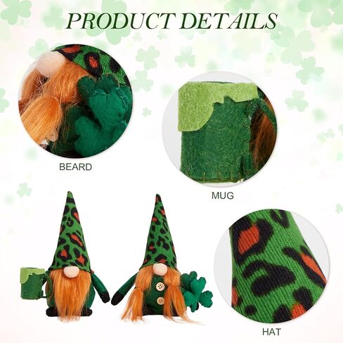 DN DECONATION St. Patrick's Day Gnome Plush Decorations for Home, Lucky Leprechaun Figurine with Shamrock Decor, Irish Gnome Figurine Green & Orange Tabletop Centerpiece Decor for Party, Gift in Kuwait