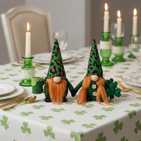 DN DECONATION St. Patrick's Day Gnome Plush Decorations for Home, Lucky Leprechaun Figurine with Shamrock Decor, Irish Gnome Figurine Green & Orange Tabletop Centerpiece Decor for Party, Gift in Kuwait