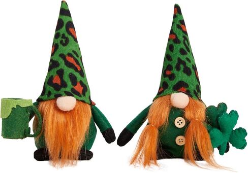 DN DECONATION St. Patrick's Day Gnome Plush Decorations for Home, Lucky Leprechaun Figurine with Shamrock Decor, Irish Gnome Figurine Green & Orange Tabletop Centerpiece Decor for Party, Gift in Kuwait