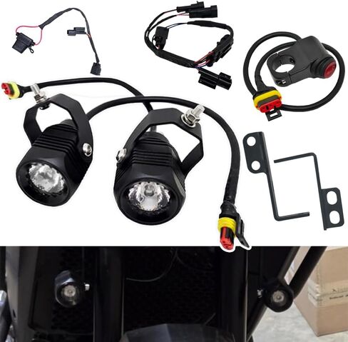 طقم إضاءة مساعد LED للدراجة النارية مع دعامة تثبيت على الموصل وحزام أسلاك متوافق مع Honda Transalp XL750 (2023 - الحالي) (24 وات (أبيض نهاري)) in Kuwait