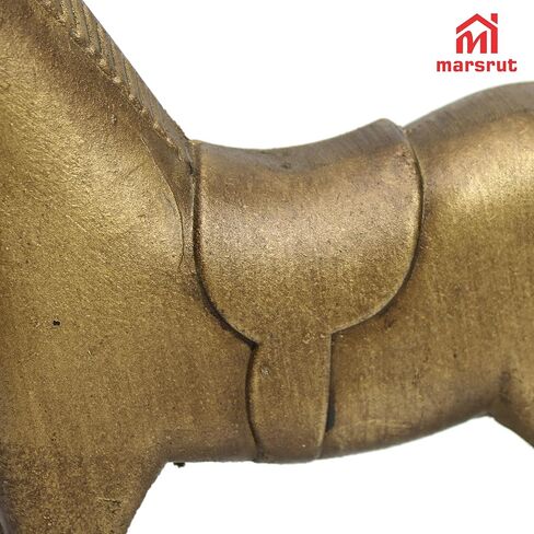 Wooden Rocking Horse for Decor, Vintage Antique Bronze Sculpture, Mini Decorative Figurine for Home, Cabinet, Table, Desktop Shelf, Centerpiece, Rustic Collectible Animal Statue, Christmas Ornament in Saudi Arabia