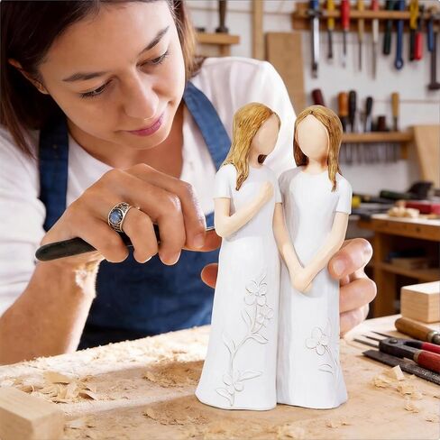 Sister Birthday Gifts from Sister, Friend Gifts for Women, Thank You Gifts for Sisters, Friendship Sympathy Gifts, Two Sisters Sculpted Hand-Painted Figurine Statue in Saudi Arabia