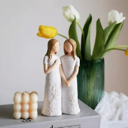 Sister Birthday Gifts from Sister, Friend Gifts for Women, Thank You Gifts for Sisters, Friendship Sympathy Gifts, Two Sisters Sculpted Hand-Painted Figurine Statue in Saudi Arabia
